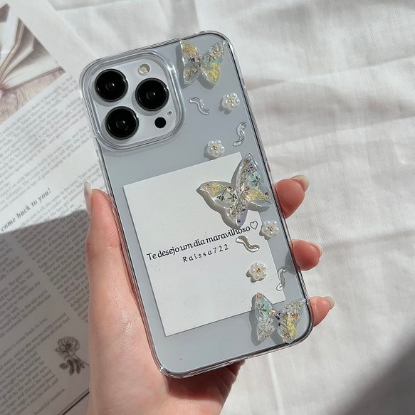 dry flower butterfly case　　　　　　　　クリアケース　フラワーケース　iPhone全機種対応 1枚目の画像