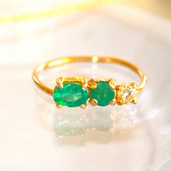 - beautifull precious - k18gp Emerald & Diamond Ring 1枚目の画像