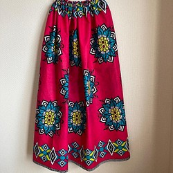 日本値下 アフリカ布ロングスカート アフリカン ギャザースカート - スカート