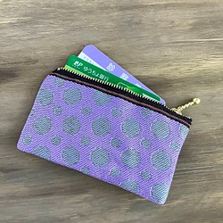 畳縁　零錢包　名片夾　波爾卡圓點　霧泡　淡紫色和灰色 第1張的照片