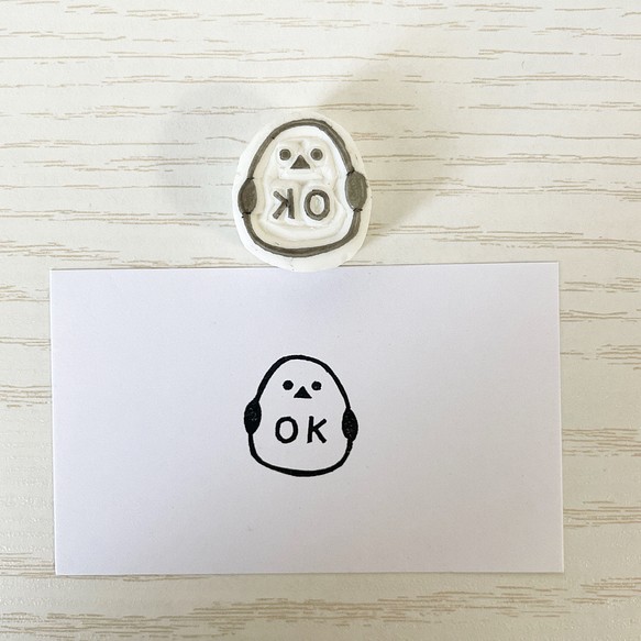 鳥さんの「OK」の消しゴムはんこ はんこ・スタンプ こぶたのおみせ