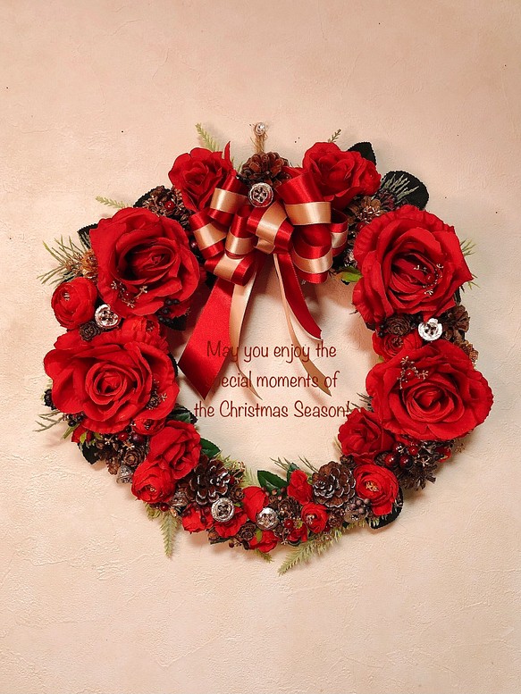 4年保証』 クリスマスリース〜真っ赤な薔薇とガーベラ×Bell×Christmas 