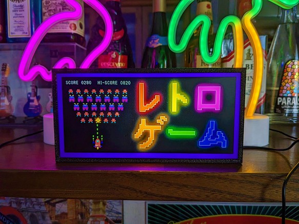 GAME レトロゲーム ゲームセンター ゲームルーム 昭和レトロ ミニチュア 電飾看板 看板 置物 雑貨 ライトBOX 1枚目の画像