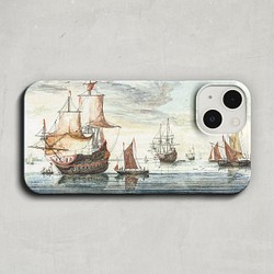 スマホケース / ヨハン・テイラー「穏やかな海の上の船」 iPhone 全機種対応 海 船 絵画 レトロ 個性的 1枚目の画像