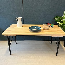 【送料無料】 ローテーブル 長方形 90cm 45cm パイン ナチュラル アイアン4本脚 1枚目の画像