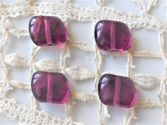 ナゲット　紫　チェコビーズCzech Glass Beads4個 1枚目の画像