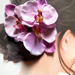 ピンク胡蝶蘭髪飾り　花嫁髪飾り　和装ヘア 1枚目の画像