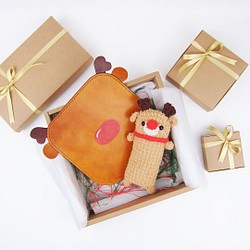 預購商品 -【FunmayXAkira明製革】紅鼻子麋鹿-滑鼠墊+手腕墊組【聖誕禮盒】 第1張的照片