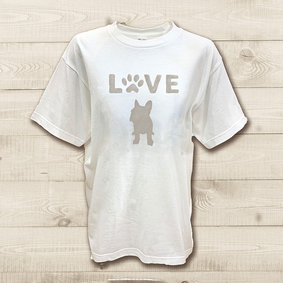半袖Tシャツワンちゃんシルエット 選べる犬のデザイン プリントカラー フレンチブルドッグ ミニチュア パステルカラー 1枚目の画像