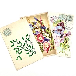 古董明信片花卉插圖（槲寄生等）3 張 | 法國 第1張的照片