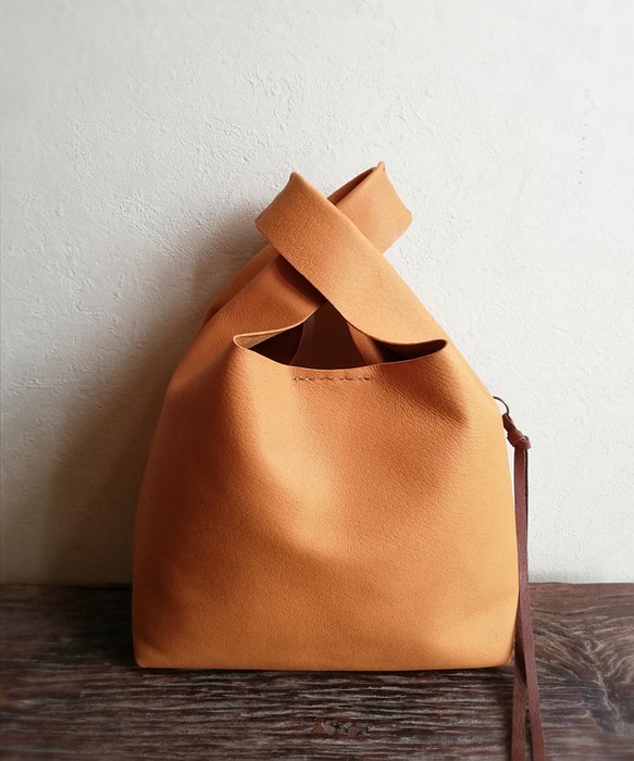 my Bag -mini-　檜皮色✗チョコレート　ピッグスキンレザー 1枚目の画像