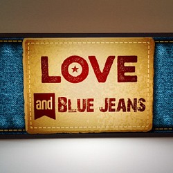 ジーンズ デニム ジーパン ファッション LOVE 衣装 店舗 ミニチュア サイン ランプ 看板 置物 雑貨 ライトBO 1枚目の画像
