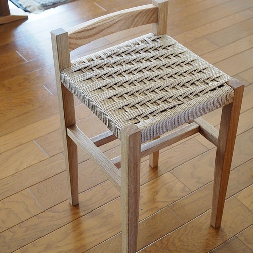 受注製作】ホワイトオークを用いたペーパーコード スツール 椅子
