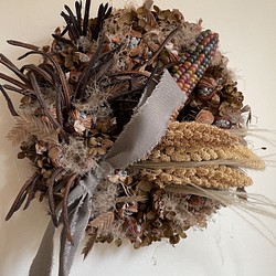 【本日！4000yen】Dried Gettou Wreath (月桃リース) withレインボートウモロコシ 1枚目の画像