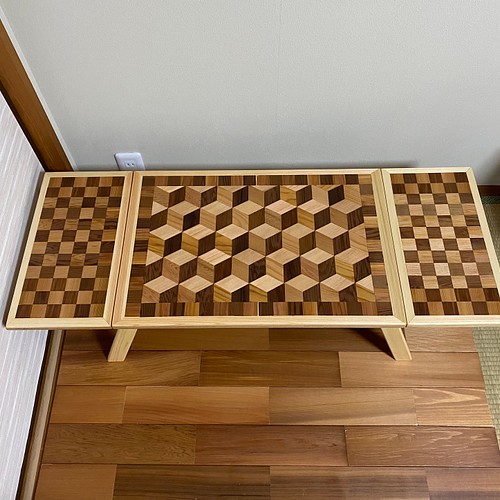 ローテーブル【テーブル幅変形】（寄木装飾） テーブル・机 Wood Life 