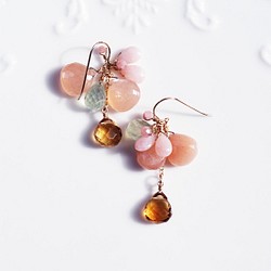☆ Outlet ★ Peach Moonstone and Citrine Harvest 秋季耳環 ~ Dolores 第1張的照片