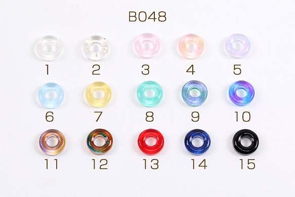 B048-10  60個  ガラスチャーム ドーナツ 10mm グラデーションカラー  3X（20ヶ） 1枚目の画像