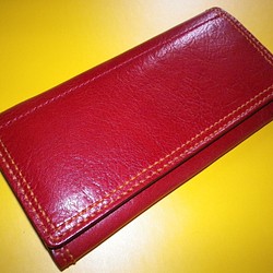 【送料無料】赤牛革の総手縫いオリジナルシンプル本革長財布　ＴＩＯーＮ０４０ 1枚目の画像