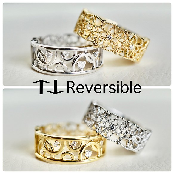 REVERSIBLE】K18 天然石リバーシブルRing Design1 指輪・リング