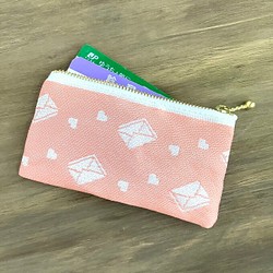 畳縁　硬幣錢包　名片夾　愛情信　粉色的　日式　可爱 第1張的照片