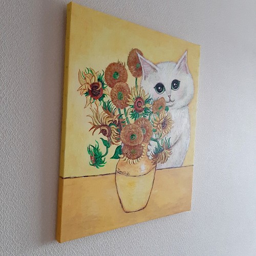 猫の絵画「ひまわり畑 ❁」原画 | www.schmetterlinghaus.at