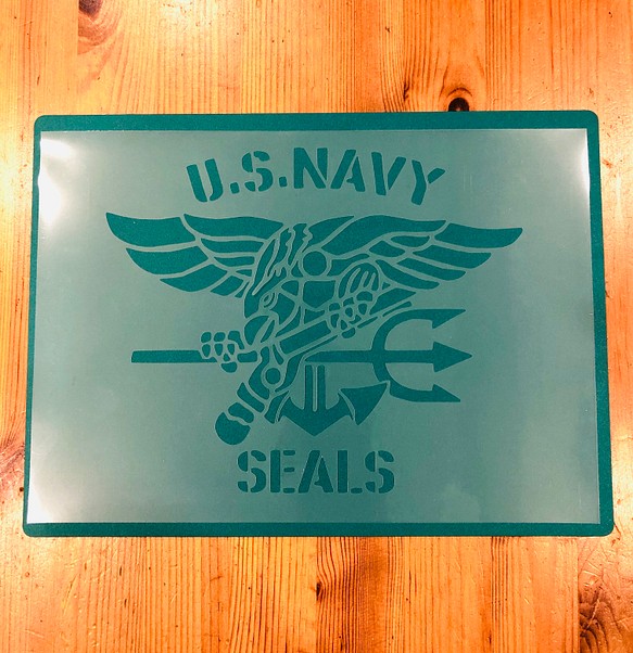 No.217 送料込 ステンシルシートU.S.NAVY SEALS ネイビー 型紙