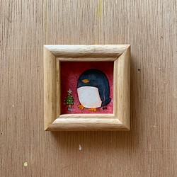 「 ペンギンのクリスマス 」ミニ額　キラキラ原画　 1枚目の画像