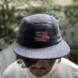 fear&desire wool USA 5panel  cap w/embroidery F grey 1枚目の画像