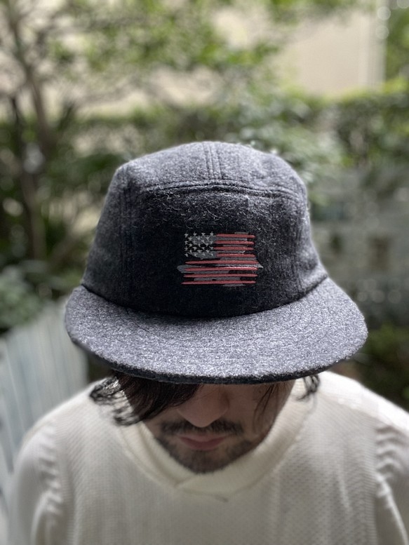 fear&desire wool USA 5panel  cap w/embroidery F grey 1枚目の画像