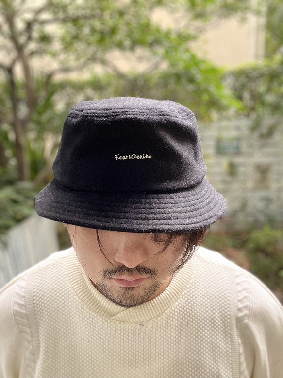 fear&desire wool bucket hat w/embroidery F black 1枚目の画像