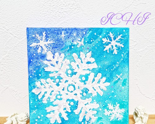 ミニアート・アクリル画 雪の結晶 絵画 ICHI 通販｜Creema(クリーマ)
