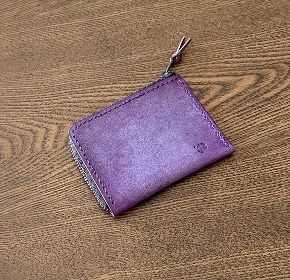 ロロマレザーのコインケース　ポーチ　カードケース　パスケース　紫 1枚目の画像
