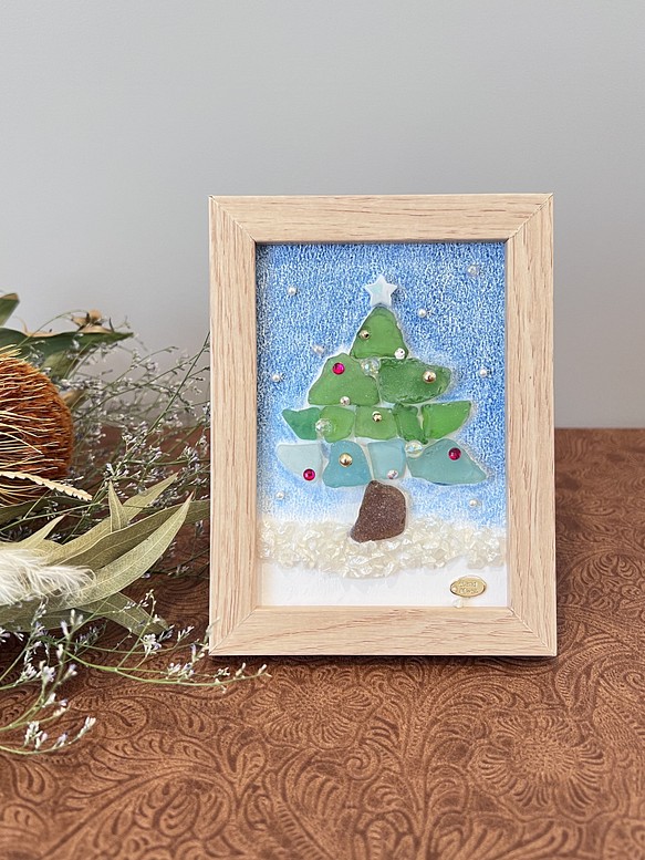 SALE シーグラスアート　クリスマスツリー2022 1枚目の画像