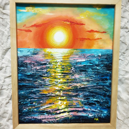 油絵 絵画 【太陽の光の道】 絵画 ＨＲ 通販｜Creema(クリーマ 