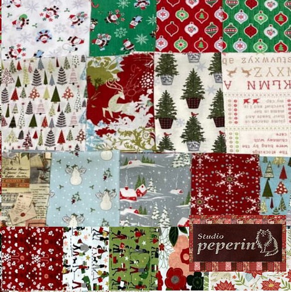 月替わり modaミニカットクロスセット「11月：クリスマス柄いっぱいの福袋」 1枚目の画像