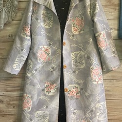 着物リメイク襟付き紬のコート コート MAXまま 通販｜Creema(クリーマ)