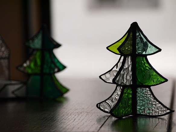 【ｂ様オーダー品】ステンドグラス　クリスマスツリー　ｆ 1枚目の画像