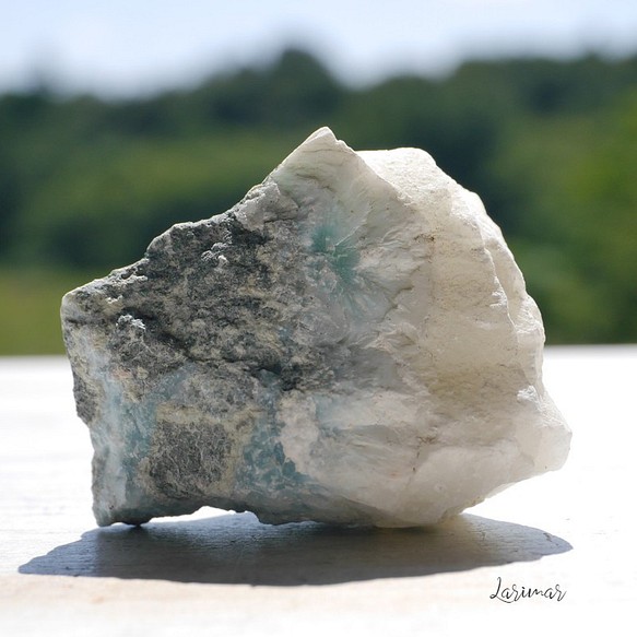 天然石ラリマー約34g約44mm(ドミニカ共和国産)母岩付き原石ラフロック鉱物鉱石[lar-221103-02]
