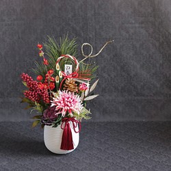 お正月★伝統的な門松風アレンジ 白花器 1枚目の画像