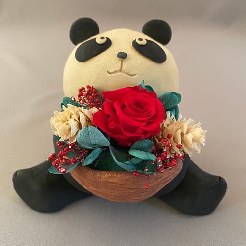 花パンダflower Panda 置物 風まち工房 通販 Creema クリーマ ハンドメイド 手作り クラフト作品の販売サイト