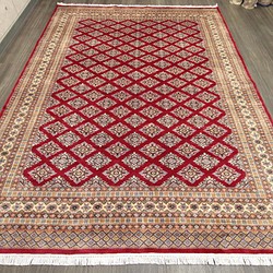 新品　伝統工芸品　手織り高級ラグ　艶々ふかふかなパキスタン手織り絨毯　196x251cm　＃270 1枚目の画像