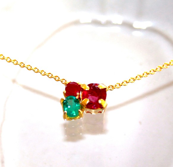 christmas tree - k18gp Ruby & Emerald Pendant Top ペンダントトップ