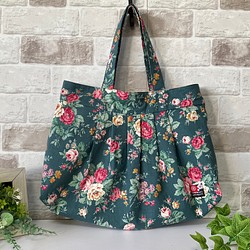 &lt;僅限1件&gt; [L size] Antique Rose Cotton Linen Granny Bag 綠色 &l 第1張的照片
