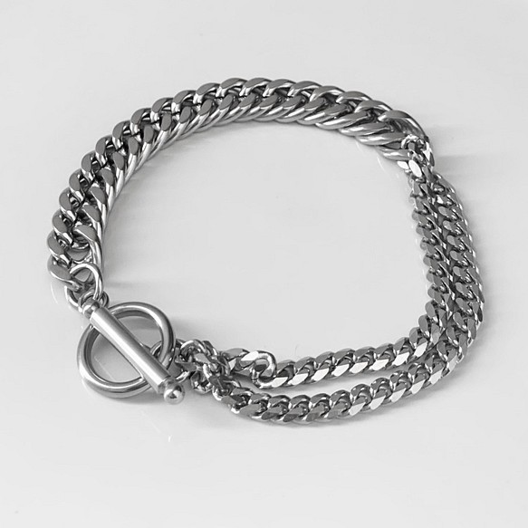 【eve】chain bracelet 　マンテルブレスレット　喜平　コンビ　チェーン 8mm シルバー