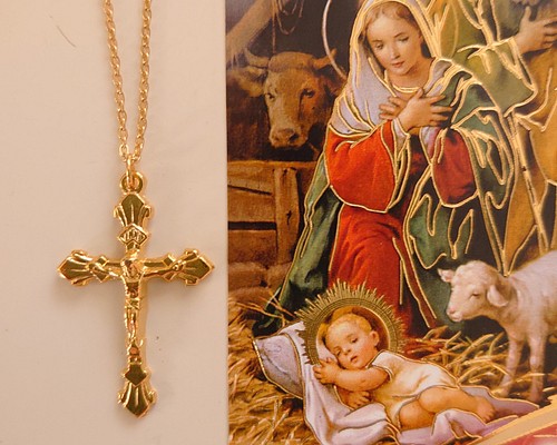 クリスマス イタリア製イエス・キリストの十字架お守りロザリオ