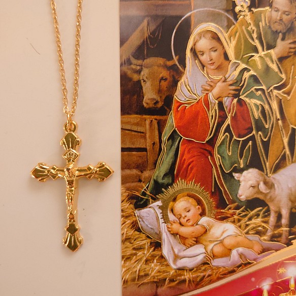 クリスマス☆イタリア製イエス・キリストの十字架お守りロザリオ