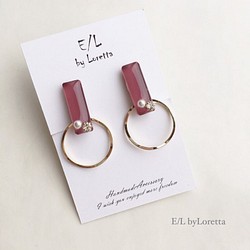 Color bijou stick hoop pierce/earring(Dark Pink) 1枚目の画像