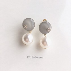 Mini circle color pearl pierce/earring(Beige) 1枚目の画像