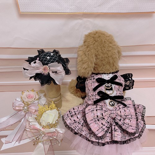 カップルコーデ♡ブラックピンクのツイードワンピース＆ベスト ペット