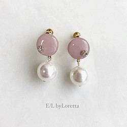 Mini circle color pearl pierce/earring(Pink) 1枚目の画像